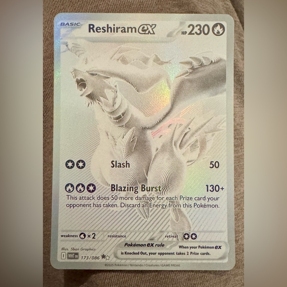 Reshiram ex – White Flare (173/086) – Black White Rare Pokémon Card – Holofoil